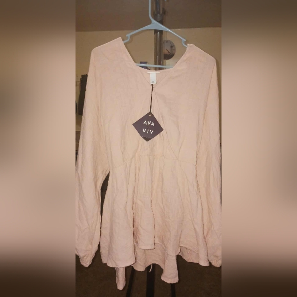 Ava & Viv Womens Light Pink Peach Blouse 2x A-56